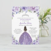 Quinceañera Lila Lilac Floral Princess Geburtstag Einladung (Stehend Vorderseite)