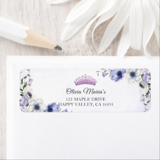 Quinceañera Lila Lilac Floral Tiara Butterfliegen