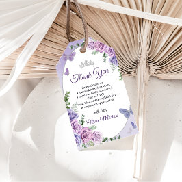 Quinceañera Lila Lilac Floral Tiara Butterfliegen Geschenkanhänger