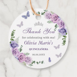 Quinceañera Lila Lilac Floral Tiara Butterfliegen Geschenkanhänger
