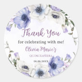 Quinceañera Lila Lilac Floral Tiara Butterfliegen Runder Aufkleber (Vorderseite)