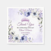 Quinceañera Lila Lilac Floral Tiara Butterfliegen Serviette (Vorderseite)