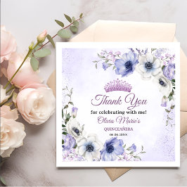 Quinceañera Lila Lilac Floral Tiara Butterfliegen Serviette