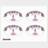 Quinceañera Lila Lilac Oval Sticker (Blatt)