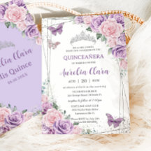 Quinceañera Lila Lilac Pink Flora Schmetterlinge
