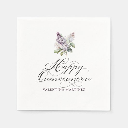 Quinceanera Lila Lilac Spring Blume Cocktail Serviette (Vorderseite)