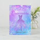 Quinceanera Lila Pink Blue Winter Wonderland 2 Einladung (Stehend Vorderseite)
