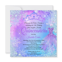 Quinceanera Lila Rosa Blau Winterwunderland