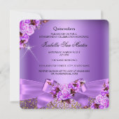 Quinceanera Lila Rosa Rose Gold 15. Geburtstag Einladung (Rückseite)