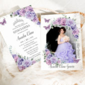 Quinceañera Lila Rose Blüten Schmetterlinge Foto Einladung