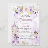Quinceañera Lila Rose Floral Silver Princess Einladung (Vorderseite)
