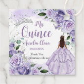 Quinceañera Lila Rose Floral Silver Princess Geschenkanhänger (Rückseite)