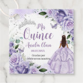 Quinceañera Lila Rose Floral Silver Princess Geschenkanhänger (Vorderseite)