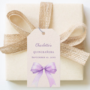 Quinceanera lila Schleife elfenbein DIY handschrif Geschenkanhänger