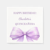 Quinceanera lila Schleife Serviette (Vorderseite)