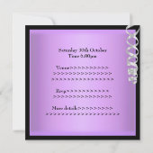 Quinceanera lila schwarzer silberner JuwelTiara Einladung (Rückseite)