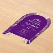 Quinceañera Lila Silver Agate Elegant Acryleinladungen (Ablage )