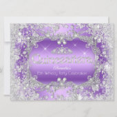 Quinceanera Lila Silver Tiara Winter Wonderland Einladung (Vorderseite)