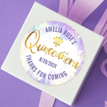 Quinceañera Lila Wasserfarbe Goldfolie Elegant