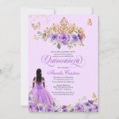 Quinceañera Lila Watercolor Rose Schmetterling Einladung (Vorderseite)