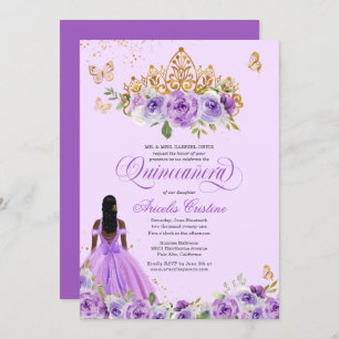 Quinceañera Lila Watercolor Rose Schmetterling Einladung