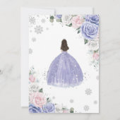 Quinceañera Lila Weißrosa Blütenschnee Einladung (Rückseite)