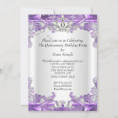 Quinceanera Lila White 15. Geburtstagsparty Einladung (Rückseite)