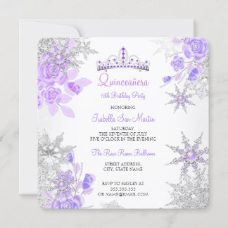 Quinceanera Lila Winter Wonderland Schneeflocke Einladung