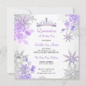 Quinceanera Lila Winter Wonderland Schneeflocke Einladung (Vorderseite)