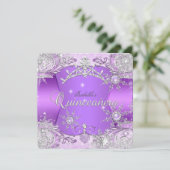 Quinceanera Lila Winter Wonderland Schneeflocken Einladung (Stehend Vorderseite)