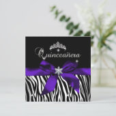 Quinceanera Lila Zebra Schwarz-weiß Diamonds Einladung (Stehend Vorderseite)