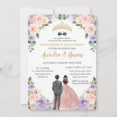 Quinceañera Lilac Blush Blume Twins Boy Girl Einladung (Vorderseite)