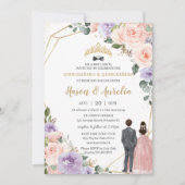 Quinceañera Lilac Blush Floral Twins Boy Girl Einladung (Vorderseite)