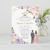 Quinceañera Lilac Blush Floral Twins Boy Girl Einladung (Stehend Vorderseite)