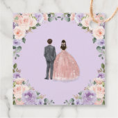 Quinceañera Lilac Blush Floral Twins Boy Girl Geschenkanhänger (Rückseite)