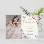Quinceañera Lilac Blush Foto Save The Date (Stehend Vorderseite)