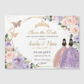 Quinceañera Lilac Blush Rose Gold Twins Magnetkarte (Vorderseite)