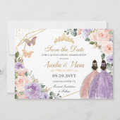 Quinceañera Lilac Blush Rose Gold Twins Save The Date (Vorderseite)