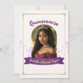 Quinceañera Lilac Elegante Prinzessin Einladung (Rückseite)