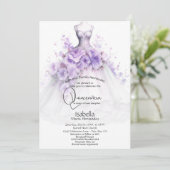 Quinceañera | Lilac Floral Gown Einladung (Stehend Vorderseite)