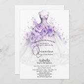Quinceañera | Lilac Floral Gown Einladung (Vorne/Hinten)