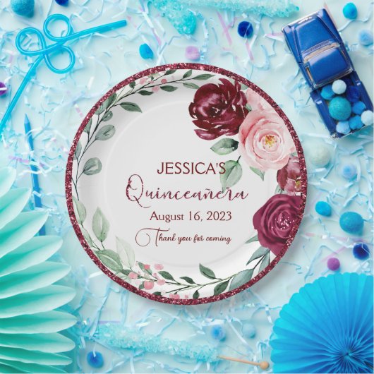 Quinceanera Lilac Lila Blatt Pappteller (Party)