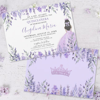 Quinceañera Lilac Lila Blumenprinzessin Einladung