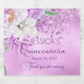 Quinceanera Lilac Lila Flora und Fauna Labrador Schaumweinetikett (Einzelnes Label)
