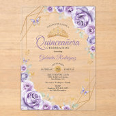 Quinceanera Lilac Lila Floral Acryleinladungen (Vorderseite)