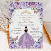 Quinceañera Lilac Lila Floral Gold Schmetterlinge Einladung