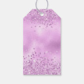 Quinceanera Lilac Lila Glitzer Blumengiftmarke Geschenkanhänger (Rückseite)