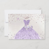 Quinceanera Lilac Lila Glitzer Gown Rett Date Einladung (Rückseite)