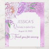 Quinceanera Lilac Lila Glitzer Weinkultur und Erde Weinetikett (Einzelnes Label)