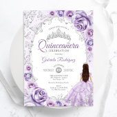 Quinceanera Lilac Lila Silver Floral Einladung